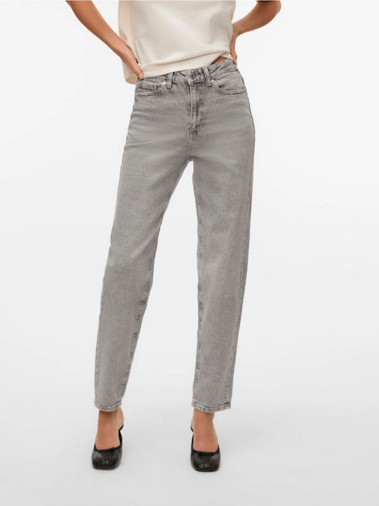 Hoch tailliert Damenjeans in Mom-Passform Gray