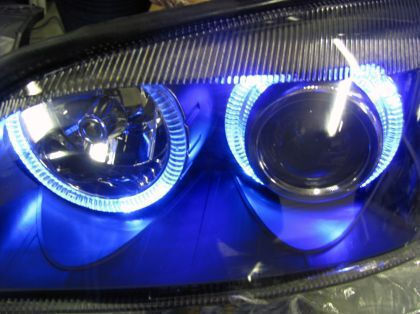Front Headlights Vw Golf Iv R32 Angel Eyes Black Without H7 Bulbs Set 2pcs
