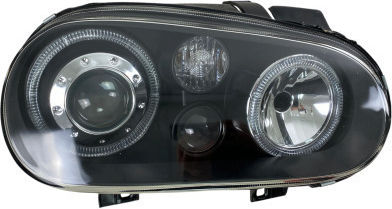 Front Headlights Vw Golf Iv R32 Angel Eyes Black Without H7 Bulbs Set 2pcs
