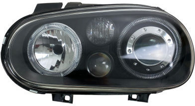Front Headlights Vw Golf Iv R32 Angel Eyes Black Without H7 Bulbs Set 2pcs