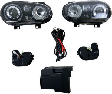 Front Headlights Vw Golf Iv R32 Angel Eyes Black Without H7 Bulbs Set 2pcs