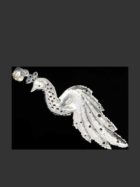 Pendant Silver Pearl 925 Natural Rubies Peacock