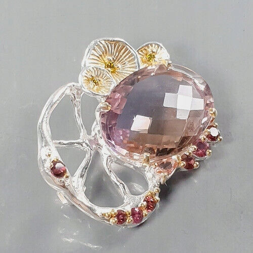 925 Artistic Brooch 24ct Aaa Ametrine Garnets