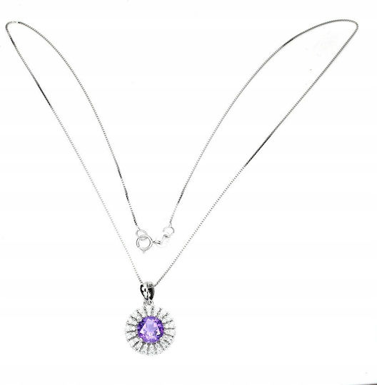 925 Delicate Necklace Natural Amethyst Zirconia