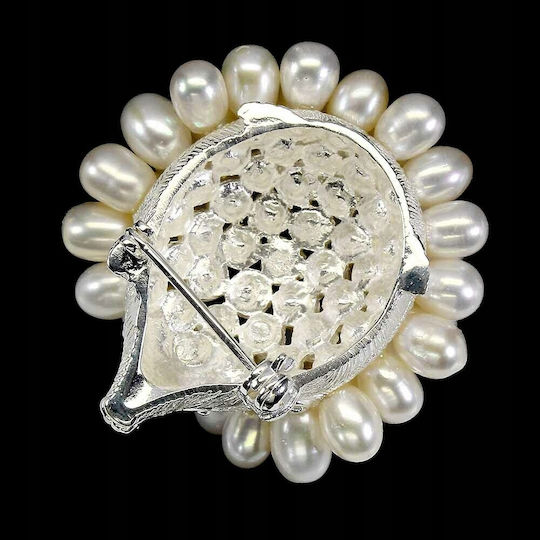 925 Silber Brosche Natürliche Barockperle Igel