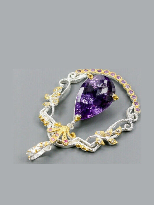 Songea Ringe Künstlerischer Anhänger 21ct Amethyst Tourmaline 925