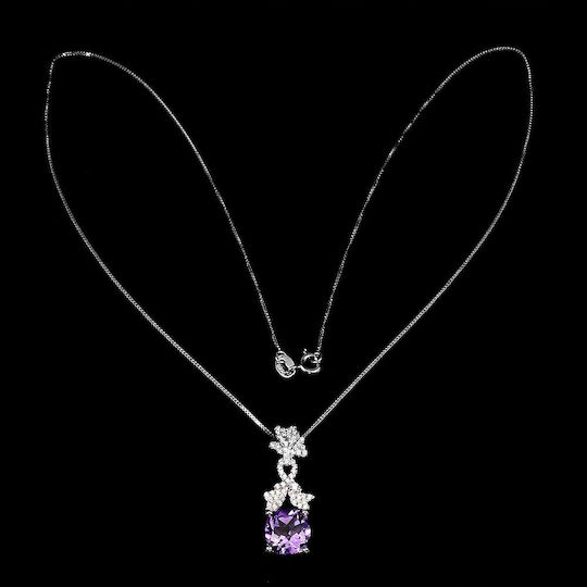 Delicate Beautiful Necklace Natural Amethyst Zirconia 925