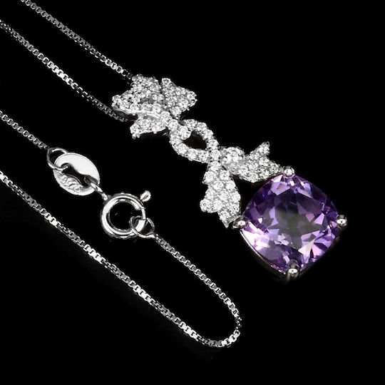 Delicate Beautiful Necklace Natural Amethyst Zirconia 925
