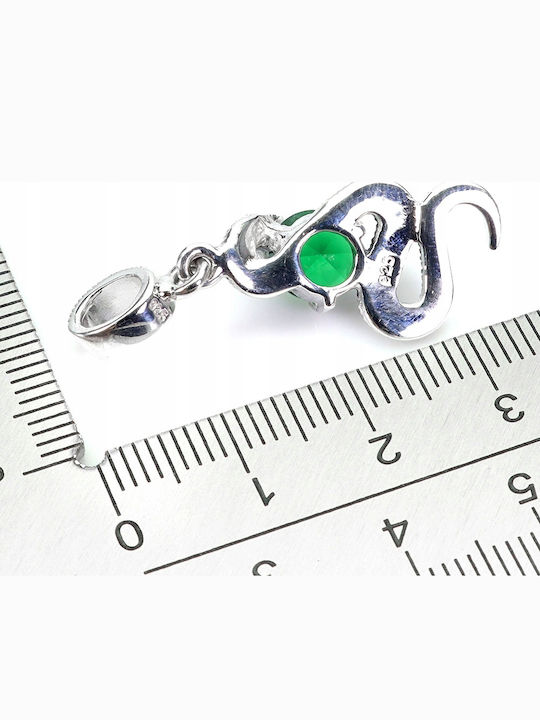 925 Pendant Elegant Delicate Natural Marcasites Green Zirconia Snake