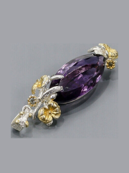 Artistic 24ct Amethyst Topaz Pendant 925