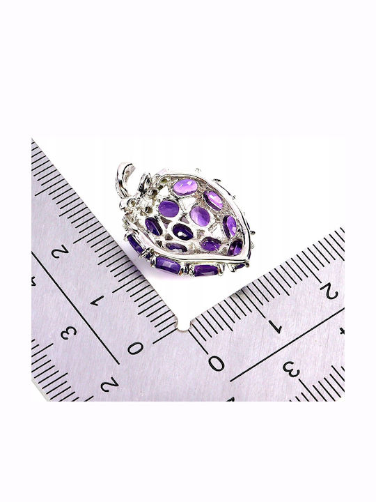 Pandantiv Argint Elegant Cu Ametiste Naturale Și Diopside 925