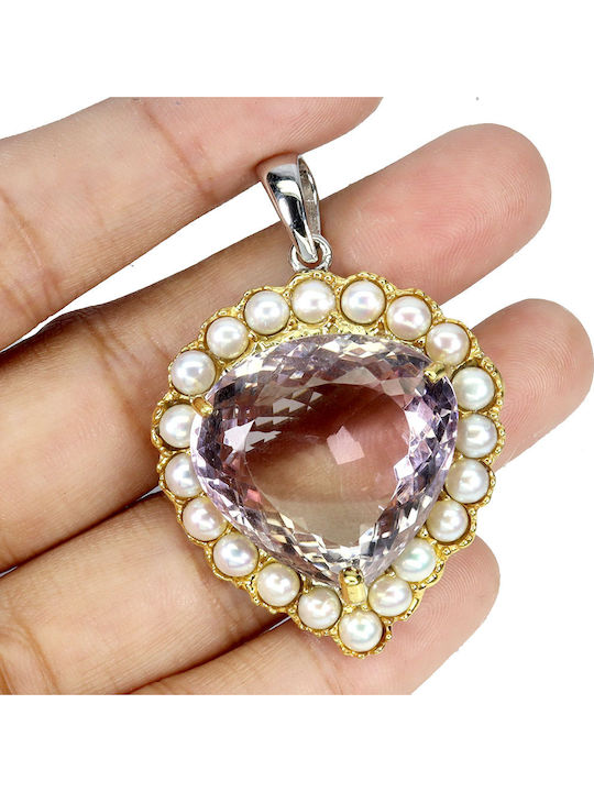 Stunning 925 Silver Pendant Natural 37ct Ametrine Pearls