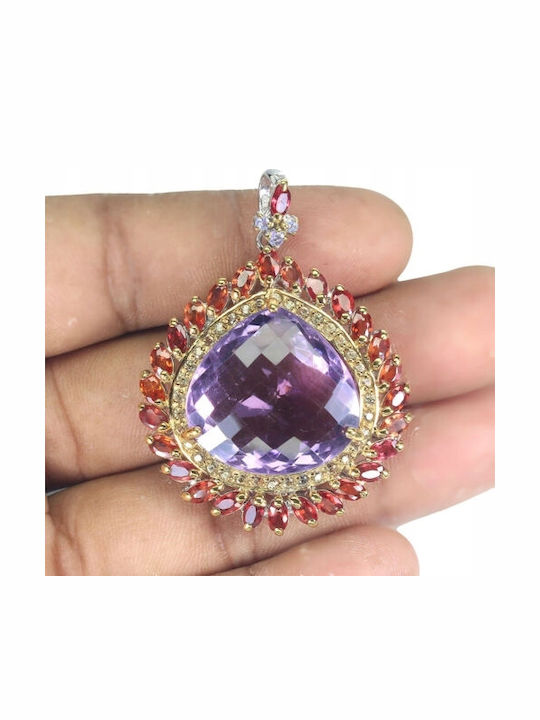 Pandantiv Natural 38.5ct Ametist Tanzanit Safir