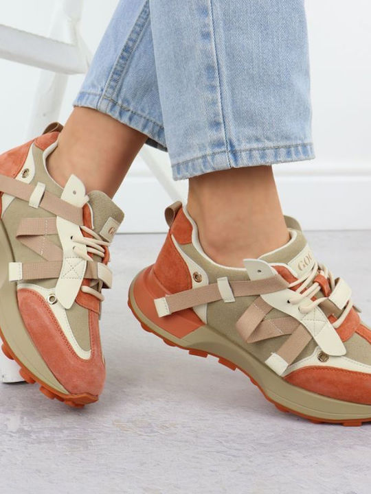 Γυναικεία Sneakers Beige And Orange