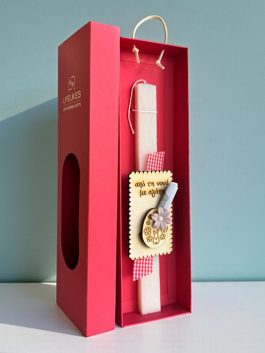 Easter Candle Round with Box for Godmother Love Red (Various Designs)