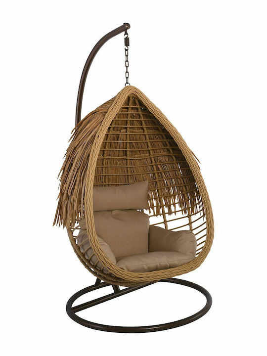 Salsa Tropic Leagăn cu bază și pernă Rattan Natural L105xL105xH197cm