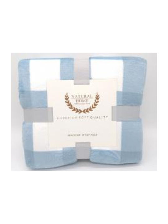 Natural Home Fleece Blanket Double 200x240cm Light Blue