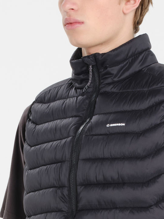 Ärmelloses Puffer Wasserdicht Schwarzes Herren Jacke 261.EM10.10-Schwarz
