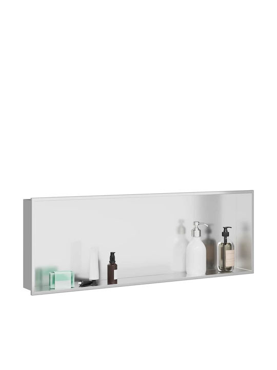 vidaXL Επιτοίχια Ραφιέρα Μπάνιου Μεταλλική 75x9.5x30cm Ασημί