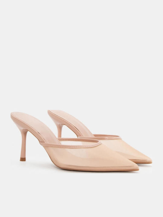 Mules With Thin High Heel In Pink Colour