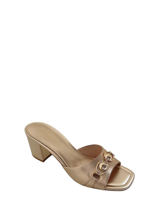 Leather Gold Heels