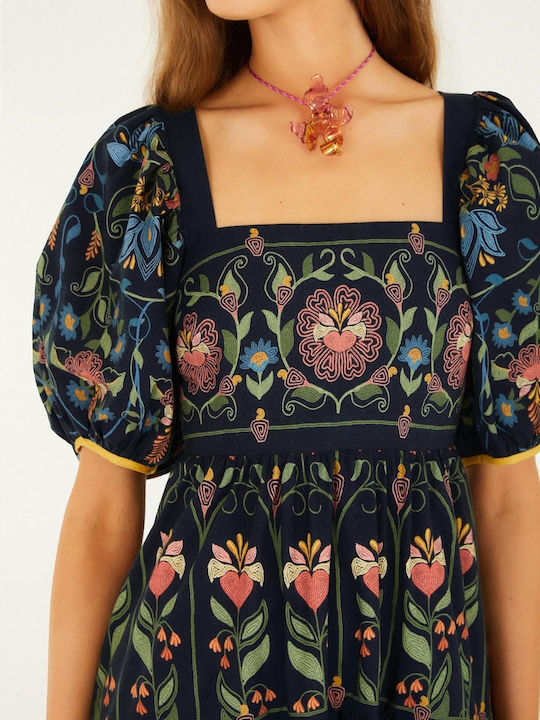 Summer Mini Dress with Ruffles Black