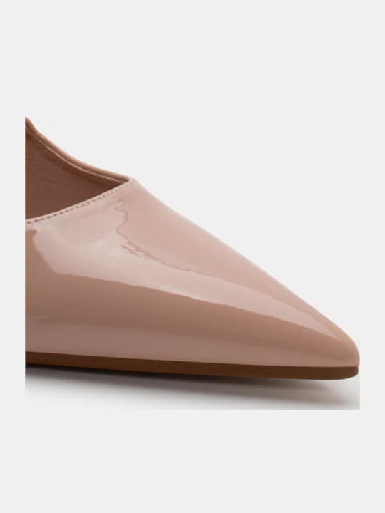 Pointed Toe Heels with Strap & Mid Heel Beige