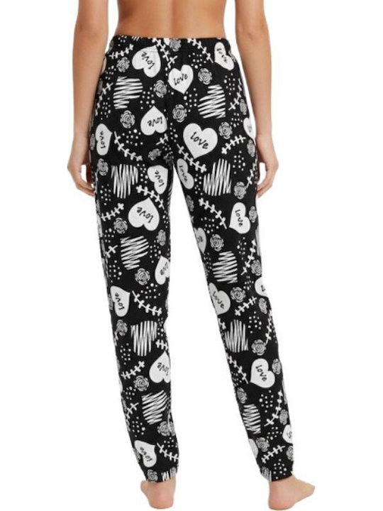 Soccus Pantaloni De Pijamale Dama Din Bumbac Pentru Iarnă Negru