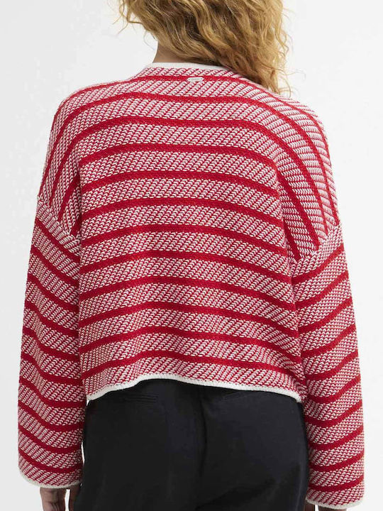 Women's Knitted Cardigan Poppy Red Stripe