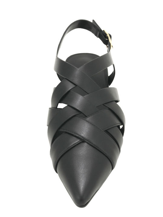 Leather Women's Ballerina Shoes Black