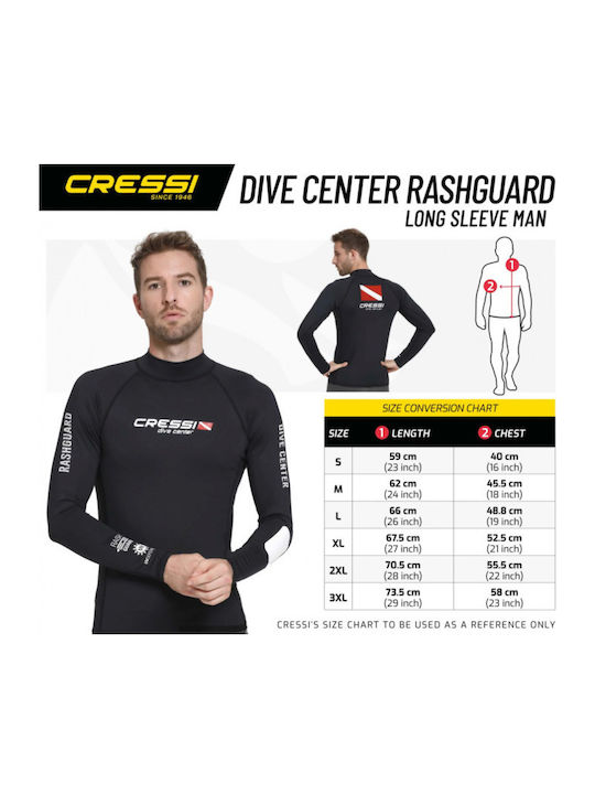 CressiSub Dive Center UPF 50+ Men Long Sleeve Sun Protection Shirt Black