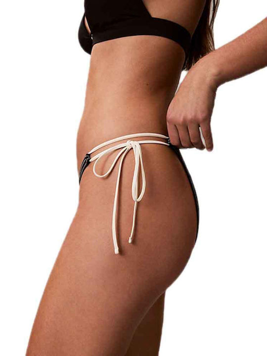 Bikini Slip with Laces Black