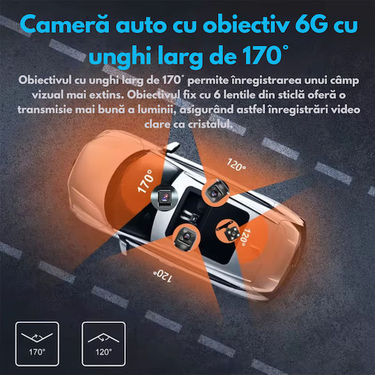 Set Cameră DVR Auto 1080P cu Ecran 2" Wi-Fi și Cameră de Marșarier