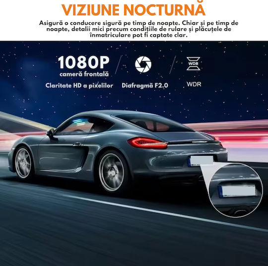 Set Cameră DVR Auto 1080P cu Ecran 2" Wi-Fi și Cameră de Marșarier