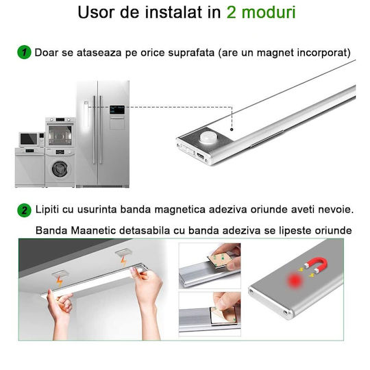 LED Iluminare Liniară De Perete Alb Rece 60 cm