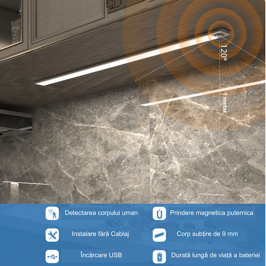 LED Iluminare Liniară De Perete Alb Cald 60cm
