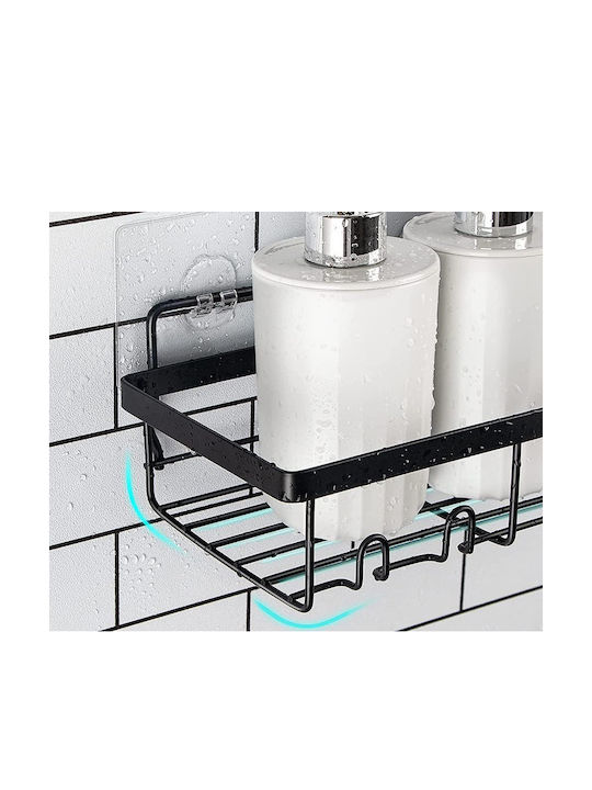 Verk Group Επιτοίχια Ραφιέρα Μπάνιου Μεταλλική 32x14x6cm Μαύρη