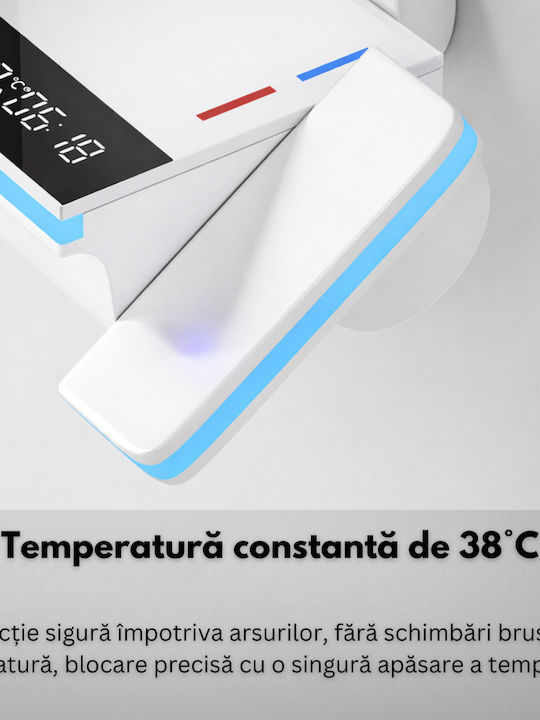 Coloană De Duș Cu Mixer De Cadă Albă Reglabilă
