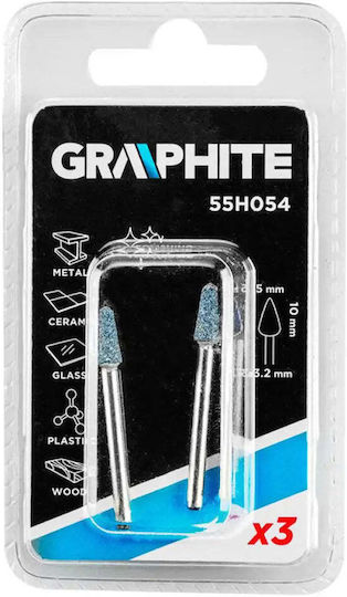 Graphite 55H054 Grinding Stones with Shaft 10mm 3 Pieces
