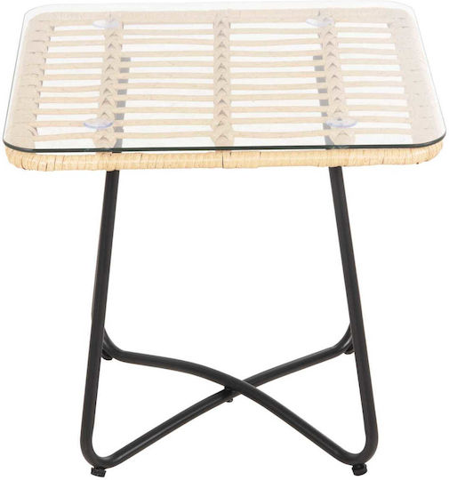 Garden & Terrace Table for Small Spaces Rattan Beige-Black 50x50x47cm