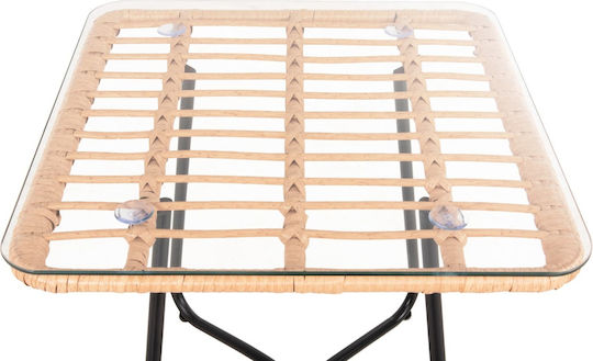 Garden & Terrace Table for Small Spaces Rattan Beige-Black 50x50x47cm
