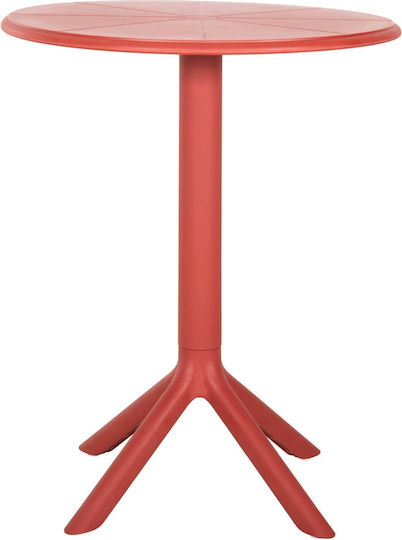Table for Small Outdoor Spaces Made of Red Polypropylene 61x61x77cm
