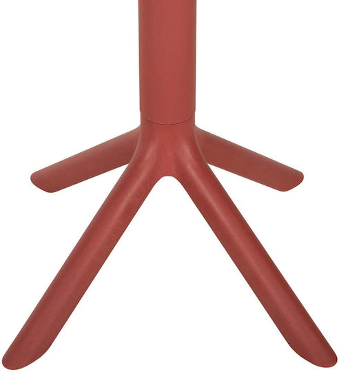 Table for Small Outdoor Spaces Made of Red Polypropylene 61x61x77cm