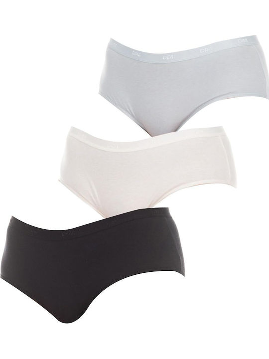 Les Pockets Βαμβακερά Дамско Боксерски 3Pack Black/white/grey