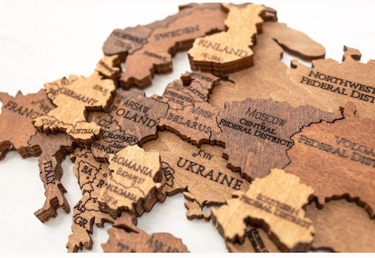 Ewa 3D Διακοσμητικό Τοίχου World από Ξύλο 100x55cm