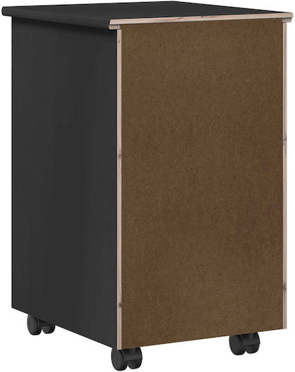 Bedside Table Made of Solid Black Wood 34x39x56cm