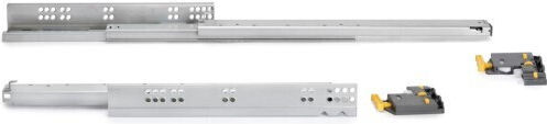 Hidden Drawer Guide Emuca Silver With Brakes 100% Opening Clips 340mm