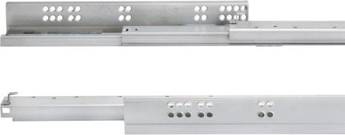Emuca Hidden Drawer Guide Silver With Brakes 100% Opening Clips 490mm