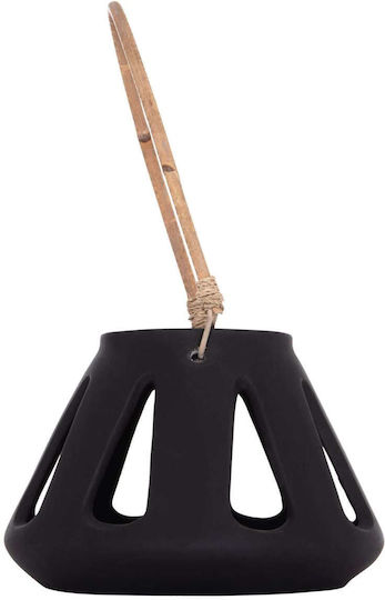 Freebox Rattan Laterne Tischplatte Schwarz 10x10cm