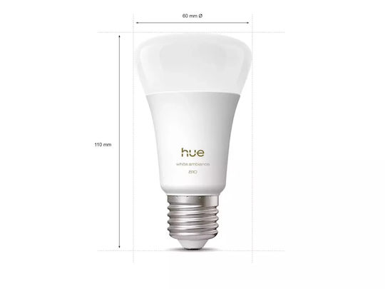 Philips Smart Bulbs Philips Hue LED for E27 Socket and A60 Shape Adjustable White 810lm Dimmable 4 Pieces